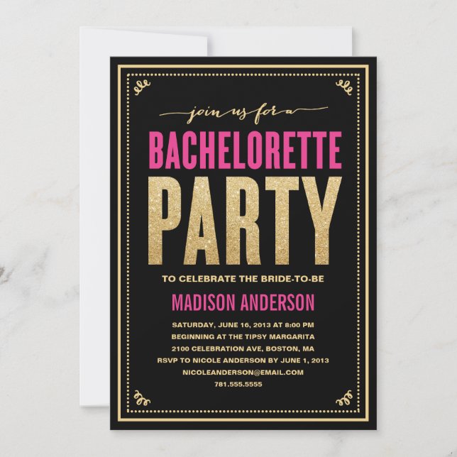 SHIMMER & SPARKLE | BACHELORETTE PARTY INVITATION (Front)