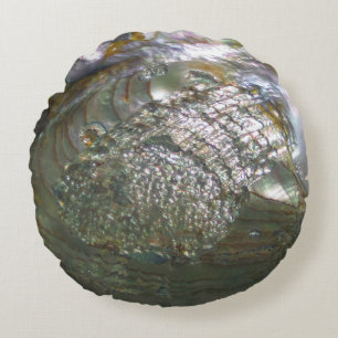 Shimmering Abalone Seashell, Beautiful Nature Round Cushion