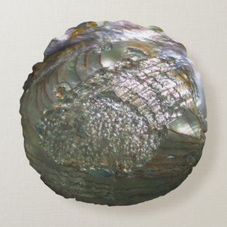 Shimmering Abalone Seashell, Beautiful Nature Round Cushion