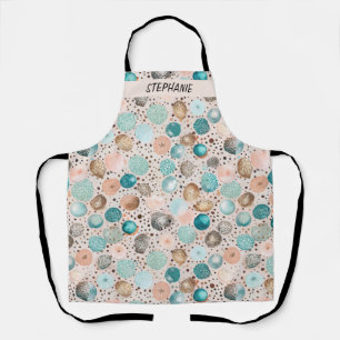 Shimmering Abstract Dot Pattern in Turquoise, Pink Apron