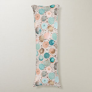Shimmering Abstract Dot Pattern in Turquoise, Pink Body Cushion