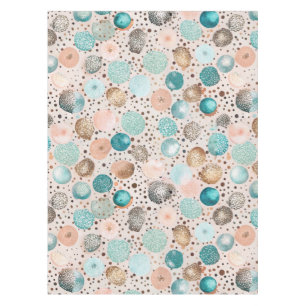 Shimmering Abstract Dot Pattern in Turquoise, Pink Tablecloth