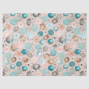 Shimmering Abstract Dot Pattern in Turquoise, Pink Tissue Paper
