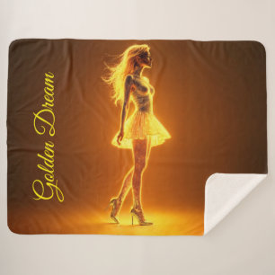 Shimmering beauty in stylish golden dress art sherpa blanket