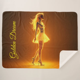 Shimmering beauty in stylish golden dress art sherpa blanket