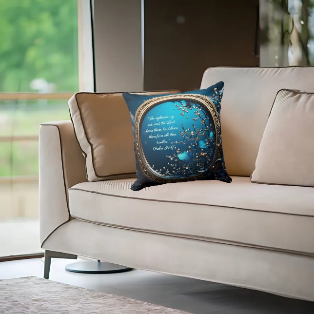 Shimmering Blue and God Frame Customisable  Cushion (Creator Uploaded)