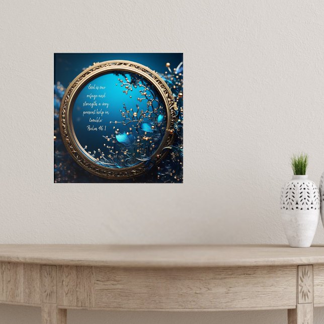 Shimmering Blue and Gold Frame Bible Verses  Poster (Creator Uploaded)
