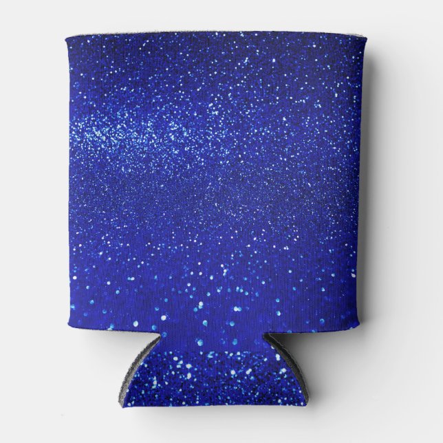 Shimmering Blue Glitter Canvas Can Cooler (Front)