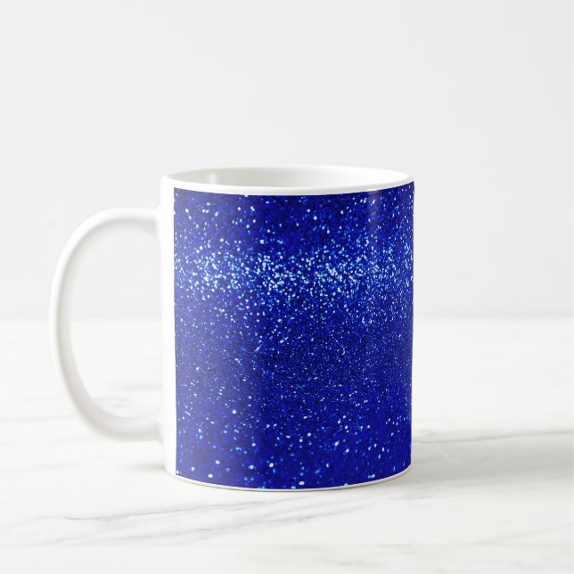 Shimmering Blue Glitter Canvas Coffee Mug (Left)