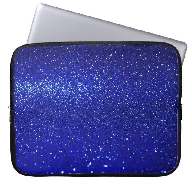 Shimmering Blue Glitter Canvas Laptop Sleeve (Front)