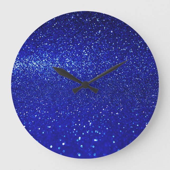 Shimmering Blue Glitter Canvas Large Clock (Front)