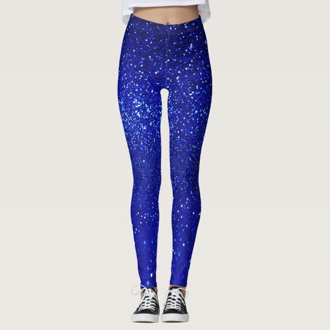 Shimmering Blue Glitter Canvas Leggings (Front)