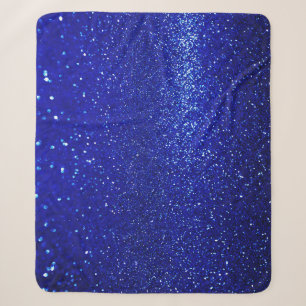 Shimmering Blue Glitter Canvas Sherpa Blanket