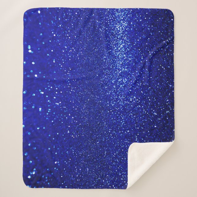 Shimmering Blue Glitter Canvas Sherpa Blanket (Front)