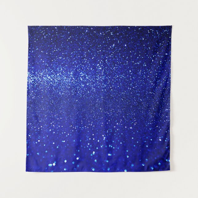 Shimmering Blue Glitter Canvas Tapestry (Front)
