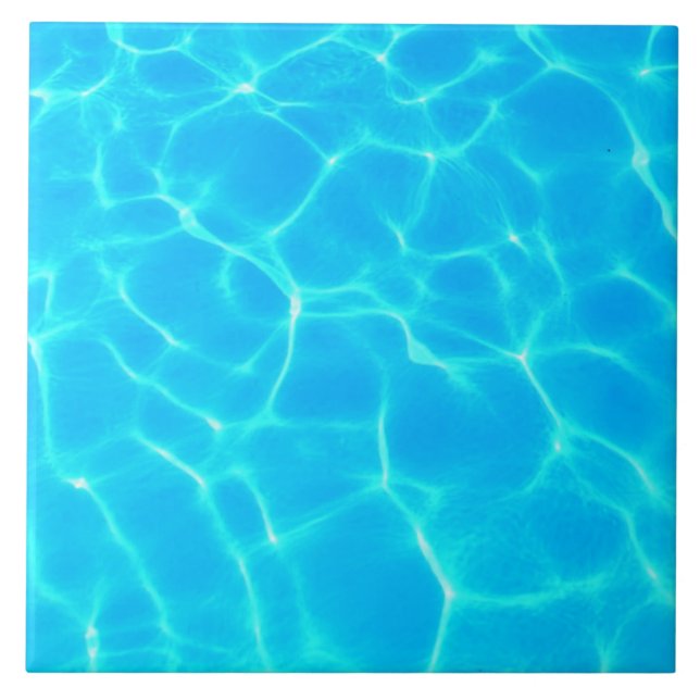 Shimmering Blue Pool Water Reflections Photo Ceramic Tile (Front)