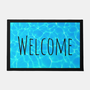 Shimmering Blue Pool Water Reflections Photo Doormat