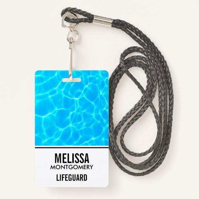 Shimmering Blue Pool Water Reflections Photo ID Badge (Front with Lanyard)