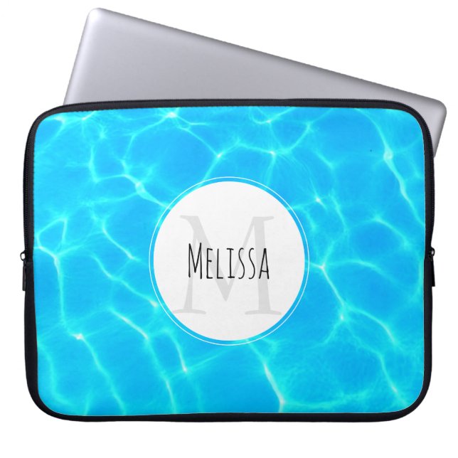 Shimmering Blue Pool Water Reflections Photo Laptop Sleeve (Front)