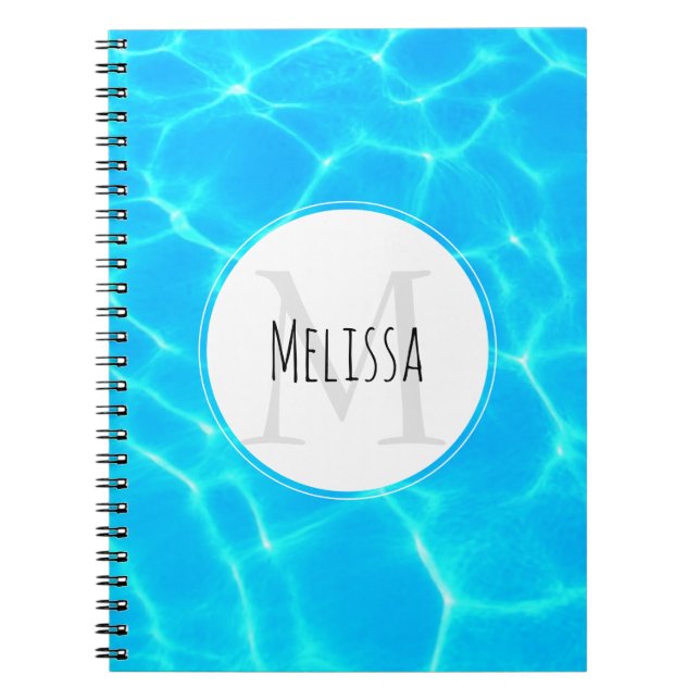 Shimmering Blue Pool Water Reflections Photo Notebook (Front)