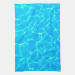 Shimmering Blue Pool Water Reflections Photo Tea Towel