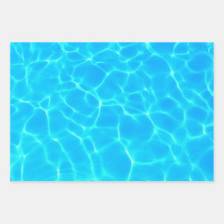 Shimmering Blue Pool Water Reflections Photo Wrapping Paper Sheet