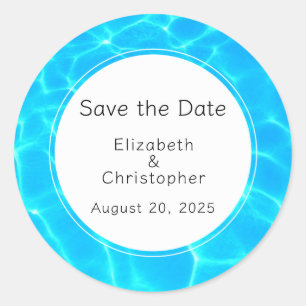 Shimmering Blue Pool Water Reflections Wedding Classic Round Sticker