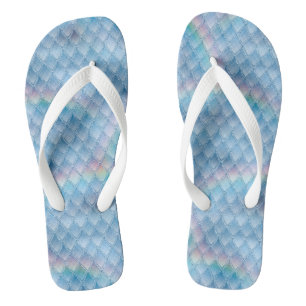 Shimmering Blue & Rainbow Glitter Dragon Scales Thongs