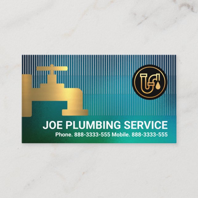 Shimmering Blue Water Plumbing Service Business Card (Front)