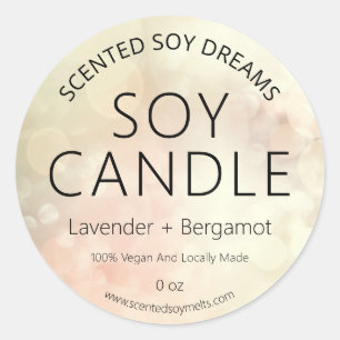 Shimmering Bokeh Pink Soy Candle Labels