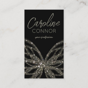 Shimmering Butterfly Modern Black Business Card