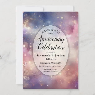 Shimmering Celestial Stardust Skies Anniversary  Invitation