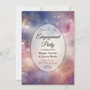 Shimmering Celestial Stardust Skies Engagement  Invitation