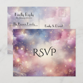 Shimmering Celestial Stardust Skies RSVP Postcard