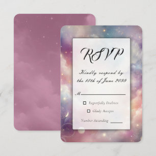 Shimmering Celestial Stardust Skies Wedding RSVP Card