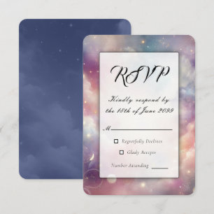 Shimmering Celestial Stardust Skies Wedding RSVP Card
