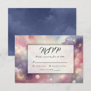 Shimmering Celestial Stardust Skies Wedding RSVP Card