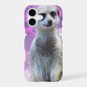 Shimmering Charm: Meerkat on Pink Bokeh Background