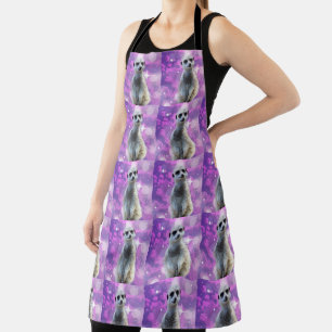 Shimmering Charm: Meerkat on Pink Bokeh Background Apron