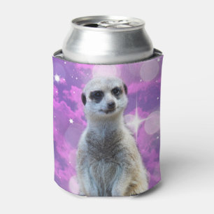 Shimmering Charm: Meerkat on Pink Bokeh Background Can Cooler