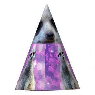 Shimmering Charm: Meerkat on Pink Bokeh Background Party Hat