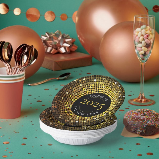 Shimmering Circle Lights New Year's Eve Paper Plate (Multi)