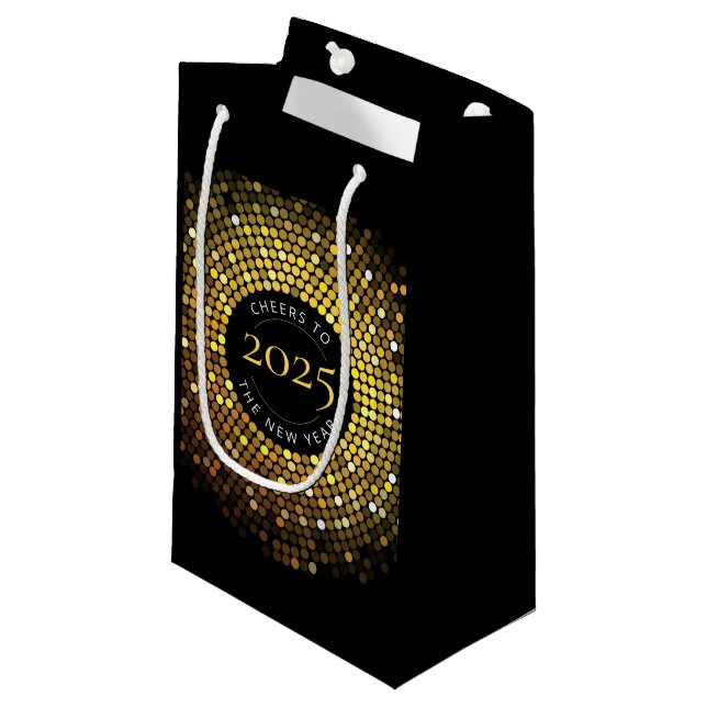 Shimmering Circle Lights New Year's Small Gift Bag (Front Angled)