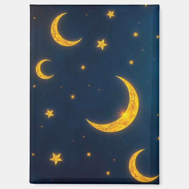 shimmering crescent moons and star magnet (Front)