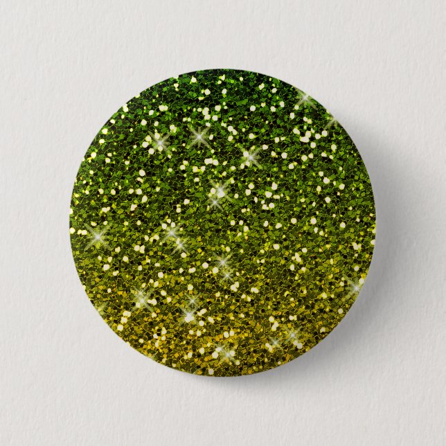 Shimmering Dark Green Gold Glitters 6 Cm Round Badge (Front)