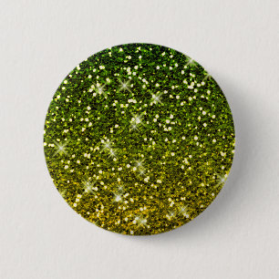 Shimmering Dark Green Gold Glitters 6 Cm Round Badge
