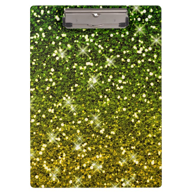 Shimmering Dark Green Gold Glitters Clipboard (Front)