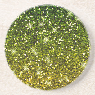 Shimmering Dark Green Gold Glitters Coaster
