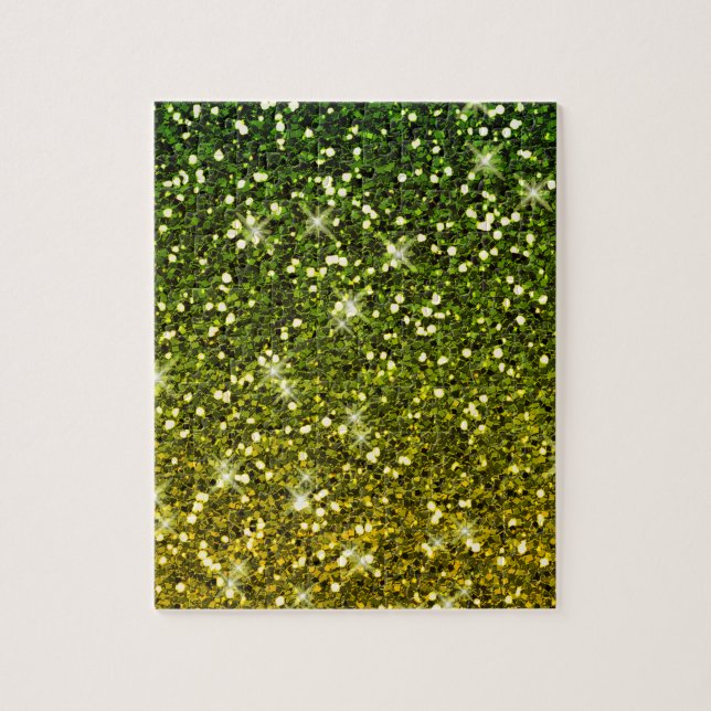 Shimmering Dark Green Gold Glitters Jigsaw Puzzle (Vertical)