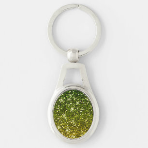 Shimmering Dark Green Gold Glitters Key Ring